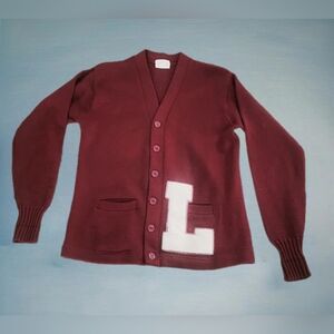 COANE PHILA-PA VINTAGE 50'S KNIT "L" LETTERMAN VARSITY CARDIGAN SIZE 44